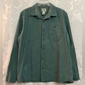 L.L. Bean Slightly Fitted Chambray Button Up Shirt Size M GUC Roll Tab Sleeves